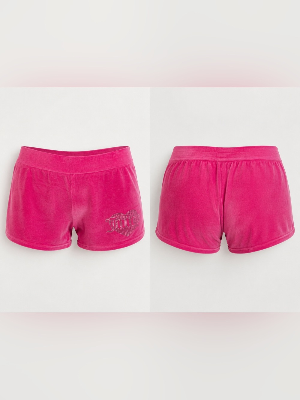 Juicy Couture Pink Velour Lounge Sleep Shorts Rhinestone Heart Logo Y2K Size M
